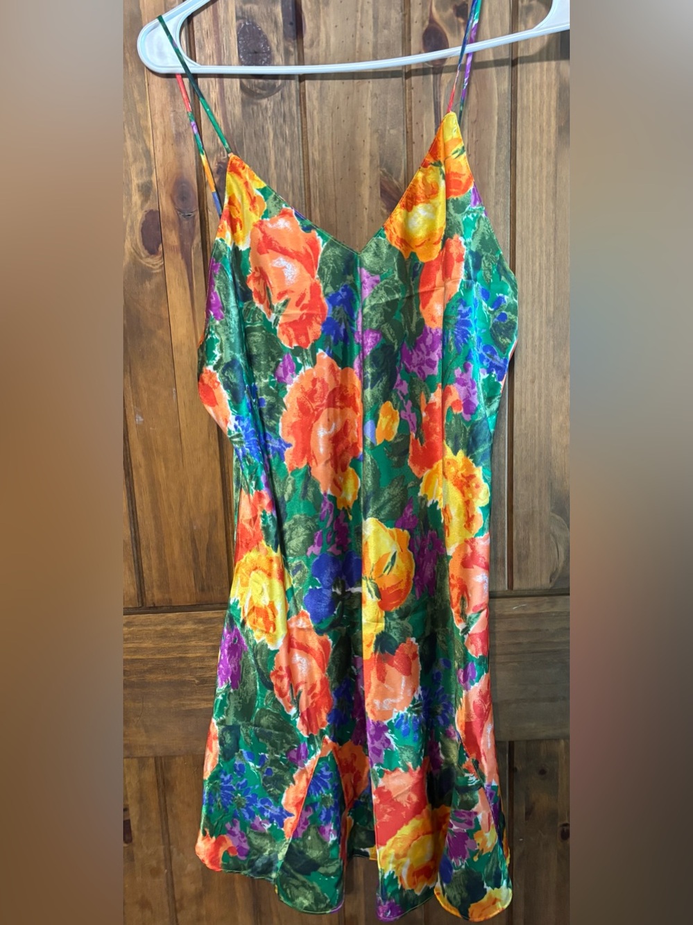 Vintage 90s Victoria’s Secret Gold Label vivid Floral Satin Robe Slip Set Size L - Picture 5 of 15